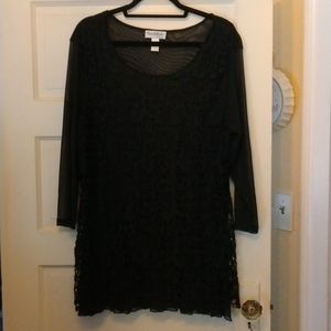 North Style size XL sheer black lace ladies Blouse